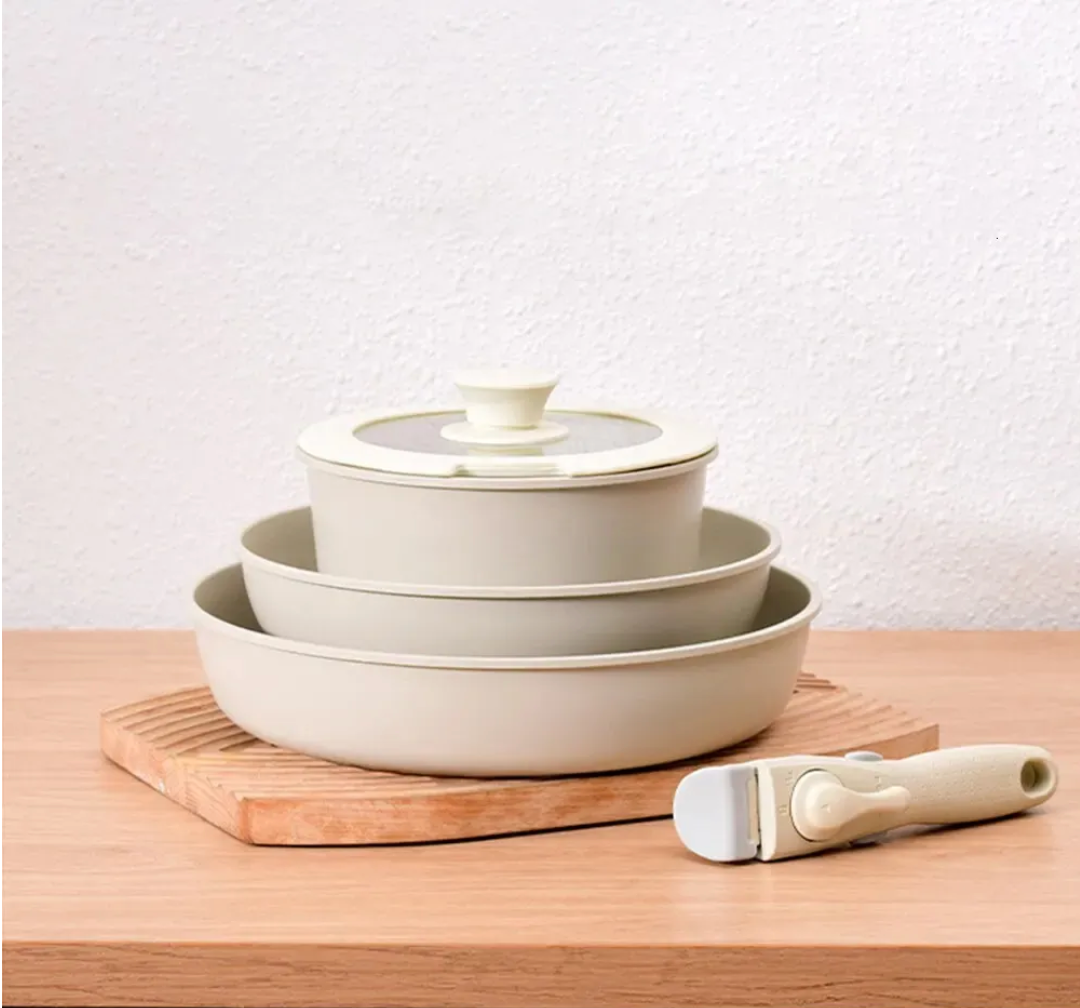 Nonstick Keramisk sæt (5 dele med aftagelig håndtag)
